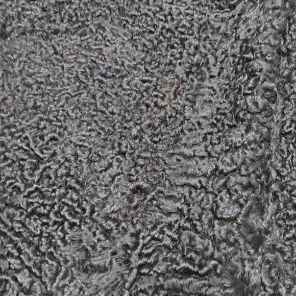 Vintage Malesi Furs Women's Black Luxury Curly Lamb Fur Coat Brown Mink Collar L - Picture 14 of 15